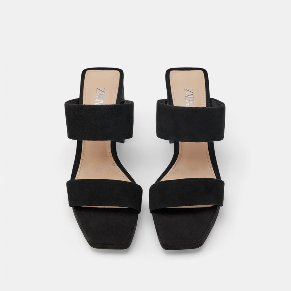 Zara Platform Heeled Leather Sandals
